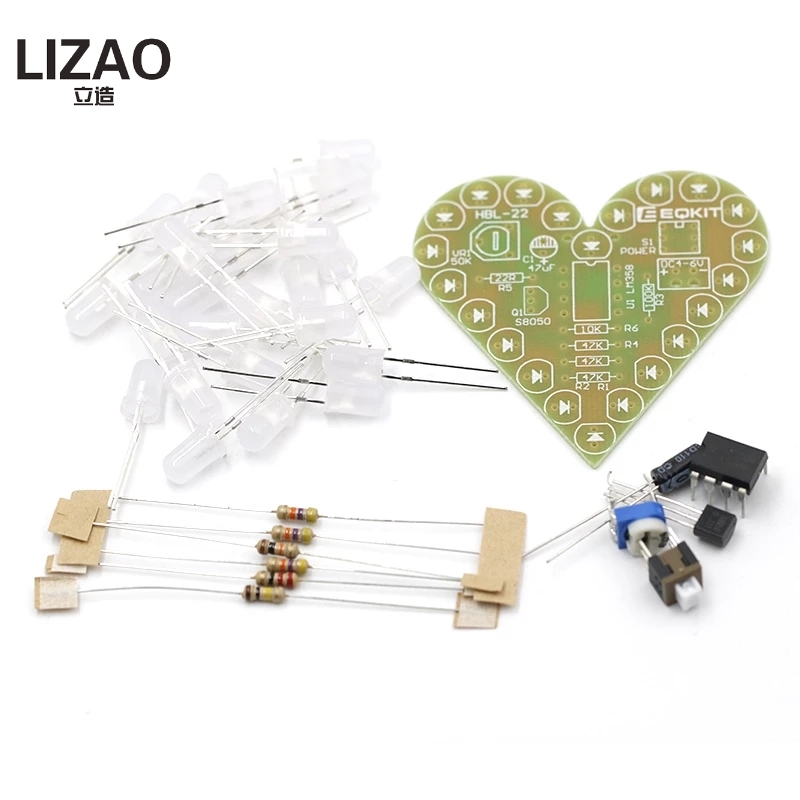 Diy Electronics Lab - DIY-Kit, Herzform, Atemlampen-Kit, Atem-LED-Suite, Rot, Weiß,