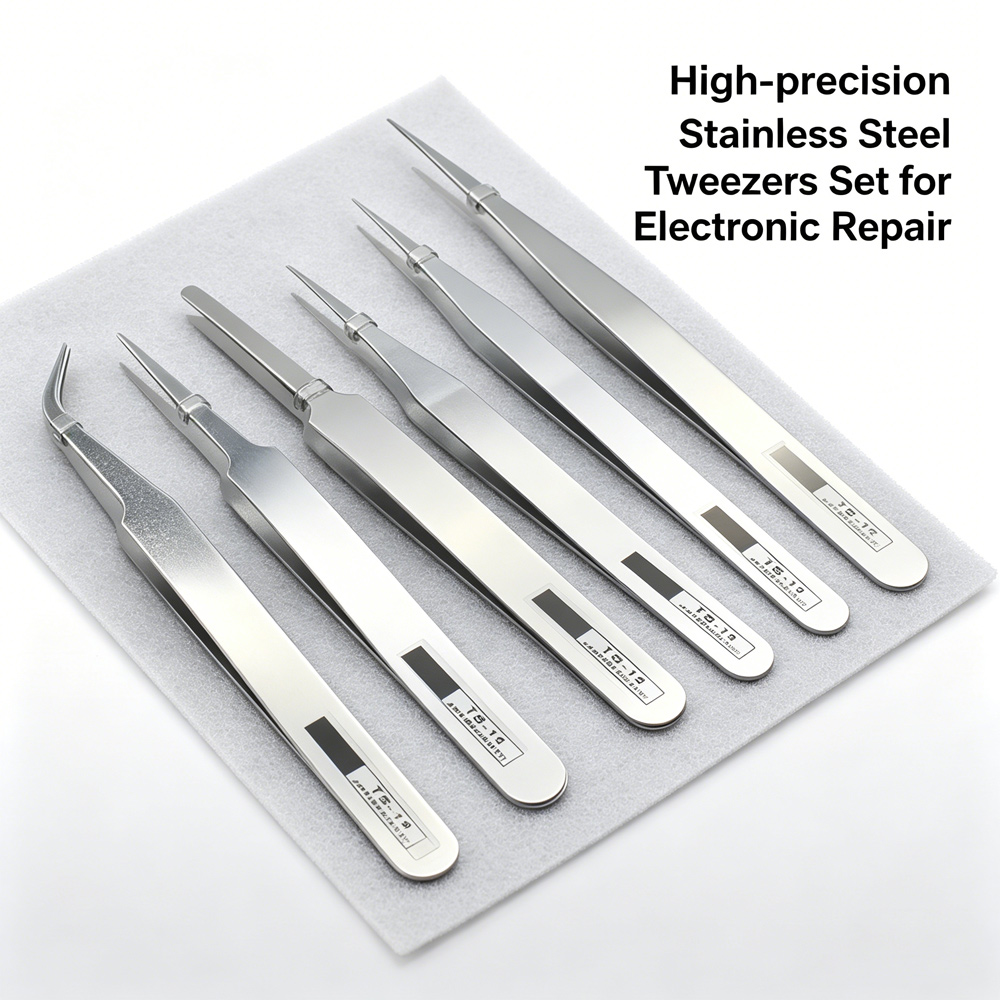 Diy Electronics Tools - Antimagnetisches Pinzetten-Set aus Edelstahl, 6 Formen,