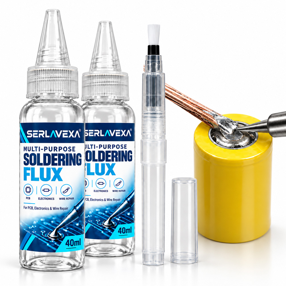 Flux Pen Electronics - SERLAVEXA 2x40ml Lötmittelsatz mit Nachfüllbarem Pinselstift