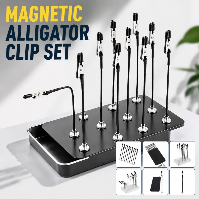 Crocodile Clip Set - Magnetisch biegbare, beschichtete Krokodilklemmen-Set, Metall-Krokodilklemmen mit
